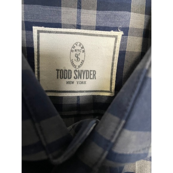 Todd Snyder Shirt Mens 15.5 Blue Gray Plaid Long Sleeve Button Up Melange Yarn - Picture 3 of 9
